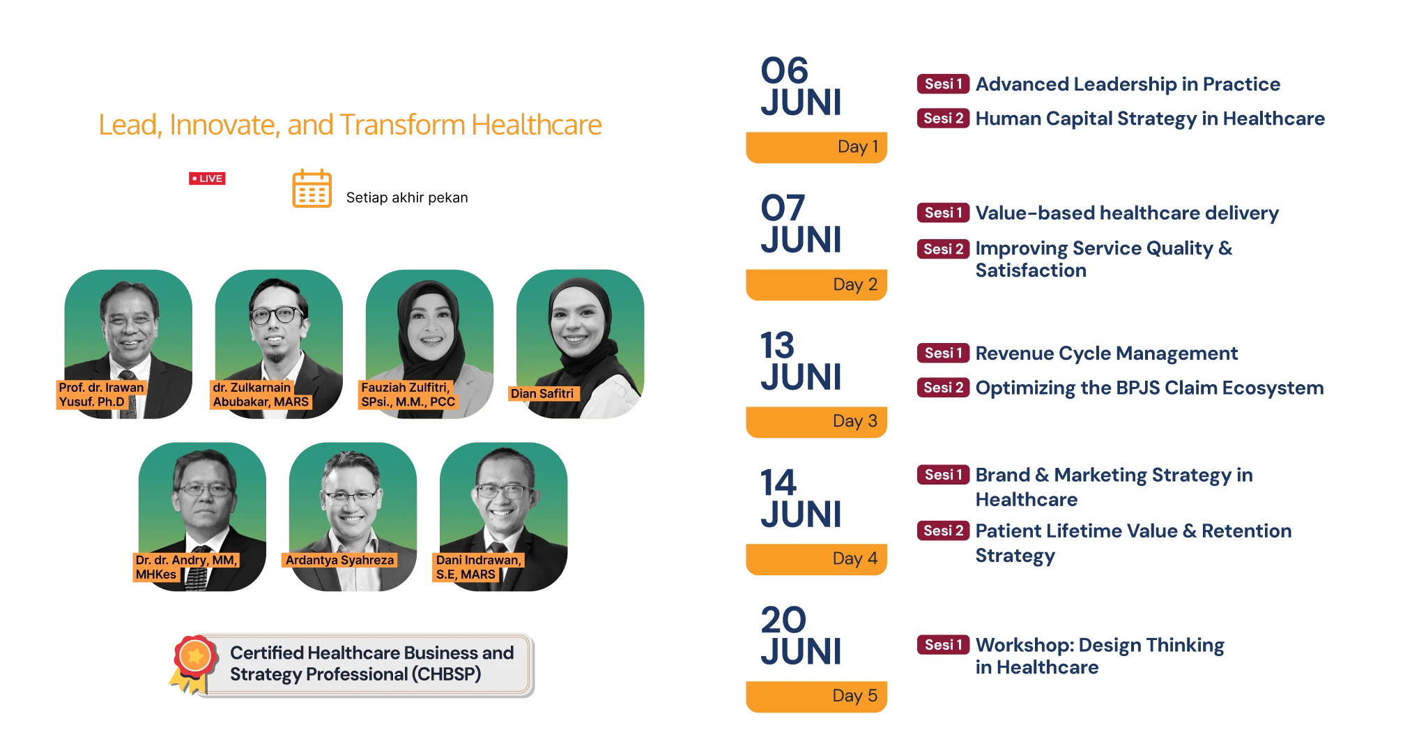 Jadwal Acara Mini MBA in Healthcare
